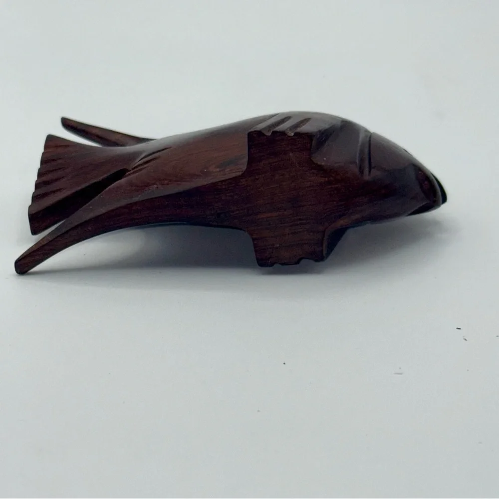 Carved Ironwood Tropical Fish 5 Inches long X 3 Inches Tall Brown Wood